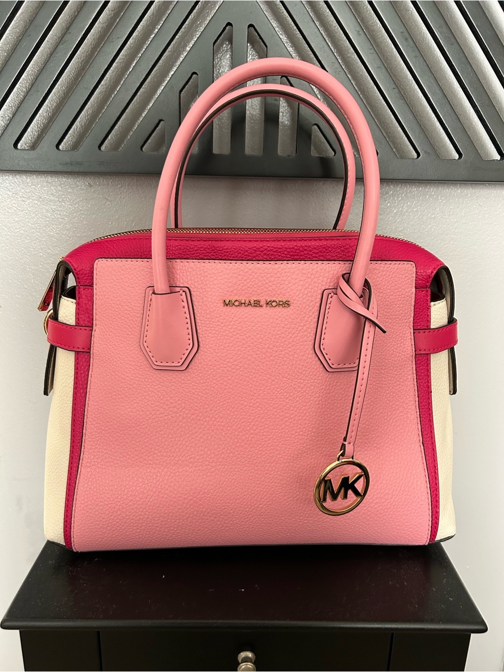 Michael Kors Mercer Pink and Fuchsia Colorblock Satchel